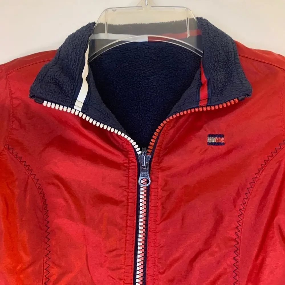 TOMMY HILFIGER Boy’s Red/White/Blue Reversible Zip Up Jacket / Size: Small 5-6